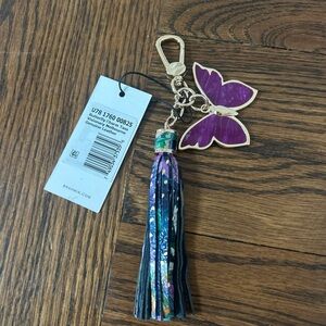 Brahmin Butterfly Visionary Melbourne Leather Charm Tassel--NWT purple